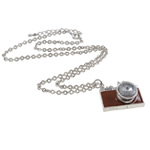 Zinc Alloy Iron Chain Necklace, with iron chain, Camera, plated, enamel & with rhinestone nickel, lead & cadmium free .5 Inch 