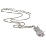 Zinc Alloy Iron Chain Necklace, with iron chain, Owl, nickel, lead & cadmium free .5 Inch 