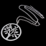 Zinc Alloy Iron Chain Necklace, with iron chain, Tree, platinum color plated, nickel, lead & cadmium free Inch 