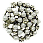 Glass Pearl Zinc Alloy Finger Ring, Flower, plated, Customized & with rhinestone Approx 18mm, US Ring 