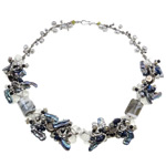 Кристальное ожерелье из пресноводных жемчуг, Пресноводные жемчуги, с Кристаллы & Лэмпворк, цинковый сплав замочек крючок, однонитевая длина:19.5 дюймовый, продается Strand