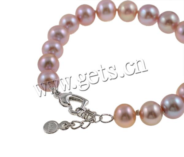 Bracelets de perles, perle d'eau douce cultivée, laiton fermoir, styles différents pour le choix, plus de couleurs à choisir, 9-10mm, Longueur:7 pouce, Vendu par brin