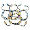 bracelet woven ball de perles en verre , avec entretoise laiton strass & corde en nylon, plus de couleurs à choisir, 10mm Environ 6.4 pouce, Vendu par brin