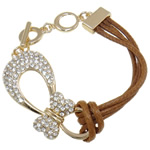 Fashion Create Wax Cord Bracelets, with Zinc Alloy, zinc alloy toggle clasp, with rhinestone, cadmium free .5 Inch 