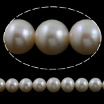 Perlas Redondas Freshwater, Perlas cultivadas de agua dulce, Esférico, natural, Blanco, grado AAAA, 9-10mm, agujero:aproximado 0.8mm, longitud:15 Inch, Vendido por Sarta