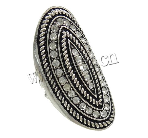 Rhinestone Zinc Alloy Finger Ring, Oval, plated, Customized & enamel & with rhinestone, more colors for choice, nickel, lead & cadmium free, 47.5x25x24mm, Hole:Approx 18mm, US Ring Size:8, Sold By PC