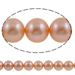 Perles de nacre rondes de culture d'eau douce, perle d'eau douce cultivée, naturel, rose, grade AAA, 9-10mm Environ 0.8mm pouce, Vendu par brin