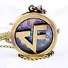 Watch Necklace, Zinc Alloy, with Glass, Flat Round, plated, twist oval chain, 30mm Approx 30-33 Inch 