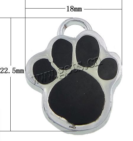 Zinc Alloy Animal Pendants, Footprint, plated, Customized & enamel, more colors for choice, nickel, lead & cadmium free, 18x22.5x2.2mm, Hole:Approx 4.2mm, Sold By PC