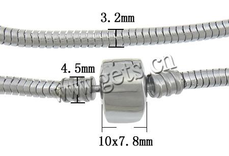 Stainless Steel European Bracelet Chain, different length for choice, original color, 10x7.8mm, 3.2mm, 4.5mm, Sold By Strand