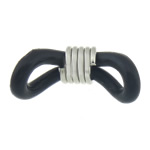 Brillenhalter, Gummi, mit Eisen Ring, Platinfarbe platiniert, schwarz, 18x6x4.8mm, 5000PCs/Tasche, verkauft von Tasche