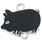 Animal Zinc Alloy Connector, Pig, plated, Customized & enamel & 1/1 loop nickel, lead & cadmium free Approx 1.5mm, 2mm 