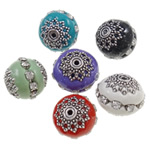 Indonesia Jewelry Beads, with Zinc Alloy, Drum, with rhinestone cadmium free Approx 2mm 