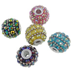 Indonesia Jewelry Beads, with Zinc Alloy, Round, with rhinestone & large hole cadmium free Approx 3mm 