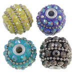 Indonesia Jewelry Beads, with Zinc Alloy, Drum, with rhinestone & large hole cadmium free Approx 3mm 