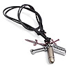 Cowhide Jewelry Necklace, with Zinc Alloy, Bullet, plated, adjustable & with letter pattern, 30mm Approx 15-20 Inch 