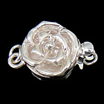 Sterling Silver Box Clasp, 925 Sterling Silver, Flower, plated, single-strand 