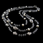 クリスタイル淡水真珠のネックレス, 天然有核フレッシュウォーターパール, とともに クリスタル & コッパー加工プラスチック, 真鍮 スプリングリングの留め金, 3連 8-9mm, 長さ:25.5 インチ, 売り手 ストランド