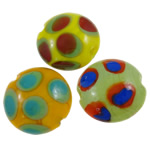 Handgefertigte Lampwork Perlen, handgemacht, mit Muster von runden Punkten, keine, 20x19.5x9.8mm, Bohrung:ca. 2mm, 500PCs/Tasche, verkauft von Tasche
