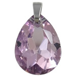 Imitation CRYSTALLIZED™ Crystal Pendants, with Stainless Steel, Teardrop, silver color plated, faceted Approx 