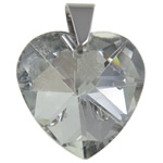 Imitation CRYSTALLIZED™ Crystal Pendants, with Stainless Steel, Heart, silver color plated, faceted Approx 