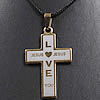 Nylon Cord Necklace, with Stainless Steel, Cross, word jesus love you, plated Approx 15-20 Inch 