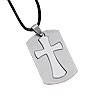 Nylon Cord Necklace, with Stainless Steel, Rectangle, with cross pattern, original color Approx 15-20 Inch 