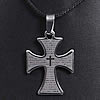 Nylon Cord Necklace, with Stainless Steel, Cross, with letter pattern, original color Approx 15-20 Inch 