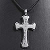 Nylon Cord Necklace, with Stainless Steel, Cross, with letter pattern, original color Approx 15-20 Inch 