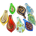 Lampwork Pendants, handmade, gold sand & silver foil, mixed colors 13- Approx 7-12mm 