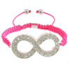 Zinc Alloy Woven Ball Bracelets, with Nylon Cord, Infinity, handmade, with rhinestone 8mm Approx 7-11 Inch 