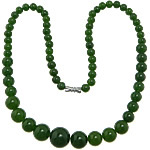 Collar de jade teñido, aleación de cinc cierre de rosca, Esférico, verde, 6-14mm, longitud:aproximado 19 Inch, Vendido por Sarta