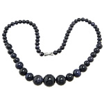 Blue Goldstone Necklace, zinc alloy screw clasp, Round, blue, 6-14mm Approx 17 Inch 