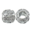 Stainless Steel Large Hole Beads, Drum, with flower pattern, original color Approx 6mm 