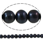 Perles de nacre rondes de culture d'eau douce, perle d'eau douce cultivée, naturel, noire, grade A, 7-8mm Environ 0.8mm pouce, Vendu par brin