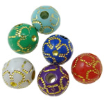 Gold Akzent Kunststoff Perlen, rund, Golddruck & Volltonfarbe, gemischte Farben, 10mm, Bohrung:ca. 2.8mm, 1050PCs/Tasche, verkauft von Tasche
