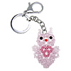 Crystal Key Chain, with Zinc Alloy, Animal, platinum color plated, kumihimo & handmade & faceted mm   