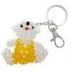 Crystal Key Chain, with Zinc Alloy, Bear, platinum color plated, kumihimo & handmade & faceted, approx :120mm   