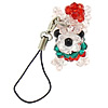 Cluster Mobile Phone Lanyard, Crystal, with Nylon Cord & Zinc Alloy, Dog, platinum color plated, kumihimo & handmade & faceted mm 