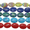 Synthetische Türkis Perlen, flachoval, keine, Bohrung:ca. 1mm, Länge:15.5 ZollInch, 15PCs/Strang, verkauft von Strang