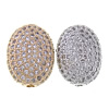 Cubic Zirconia Micro Pave Brass Beads, Oval, plated, micro pave cubic zirconia Approx 1.5mm 