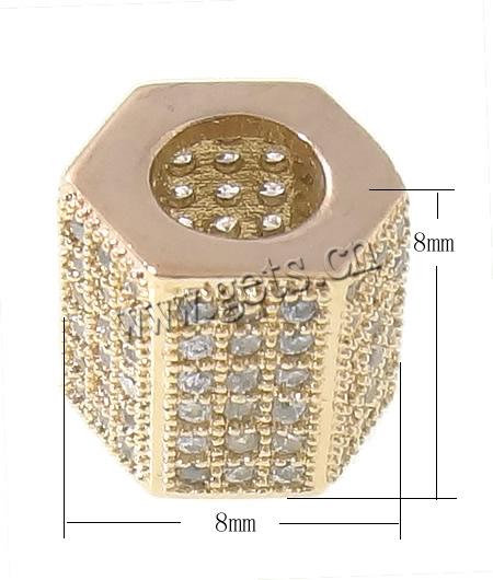 Cubic Zirconia Micro Pave Brass Beads, Tube, plated, micro pave cubic zirconia, more colors for choice, 8x8mm, Hole:Approx 3.5mm, Sold By PC