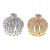 Cubic Zirconia Micro Pave Brass Beads, Crown, plated, micro pave cubic zirconia Approx 1mm 