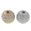 Cubic Zirconia Micro Pave Brass Beads, Drum, plated, micro pave cubic zirconia 10mm Approx 2mm 