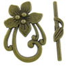 Zinc Alloy Toggle Clasp, Flower, plated, single-strand Approx 2mm 