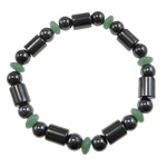 Gemstone Hematite Bracelets, Magnetic Hematite, with Gemstone, black, Grade A 8mm .5 Inch 