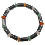 Bracelets magnétiques de pierre gemme, hématite magnétique, avec pierre gemme, tube, grade A .5 pouce, Vendu par brin