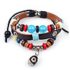 Cowhide Bracelets, with Waxed Cotton Cord & Plastic & Zinc Alloy, platinum color plated, adjustable &  & blacken Approx 6-10 Inch 