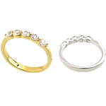 Circón cúbico anillo de dedo de latón, metal, chapado, con circonia cúbica, más colores para la opción, 3mm, 17mm, tamaño:7, Vendido por UD