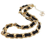 Chain Woven Necklace, Zinc Alloy, with iron chain, zinc alloy lobster clasp, gold color plated, nickel, lead & cadmium free, 12mm Approx 16.5 Inch 